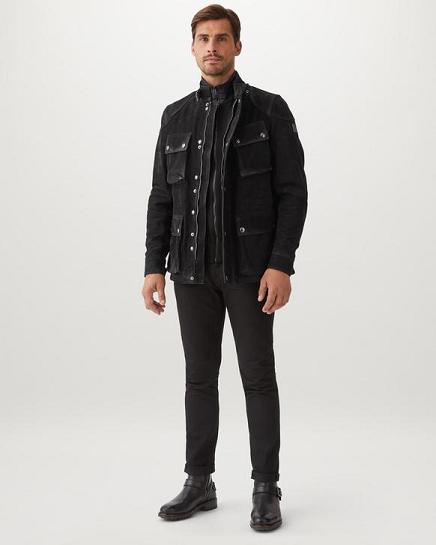 Veste Cuir Belstaff Homme Fieldmaster Noir Soldes MY1904638